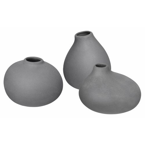 4008832786693 - Dekovase NONA aus Porzellan unglasiert (Set 3 St) Vase in 3 unterschiedlichen und außergewöhnlichen Formen grau 4008832786693 - Dekovase NONA aus Porzellan unglasiert (Set 3 St) Vase in 3 unterschiedlichen und außergewöhnlichen Formen grau