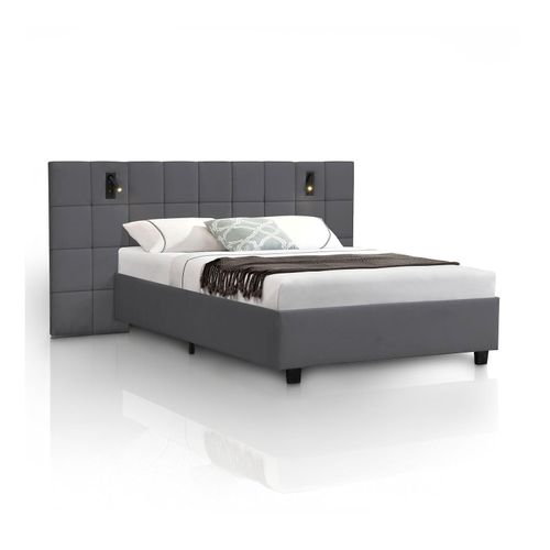 4262437184586 - Polsterbett 140x200 cm Luzano - Bett mit LED Lattenrost & Kopfteil - Bettgestell Samt - Dunkelgrau 4262437184586 - Polsterbett 140x200 cm Luzano - Bett mit LED Lattenrost & Kopfteil - Bettgestell Samt - Dunkelgrau