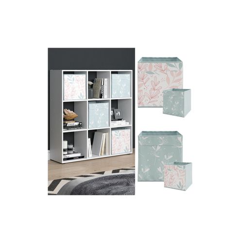 4066731049561 - Raumteiler Würfelregal Standregal Nove Weiß Faltbox Wohnzimmer Regal 104x108 cm modern Ablage 9 Fächer Dekoregal Ordnerregal Aufbewahrung