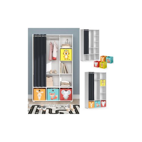 4066731329809 - Kinderkleiderschrank Kinderzimmerschrank Kindergarderobe Luigi Weiß Faltbox 106 x 178 cm modern Schrankregal Jugendzimmerschrank Organizer Vorhang Kleiderstange Fächer Aufbewahrung Spielzeugablage 4066731329809 - Kinderkleiderschrank Kinderzimmerschrank Kindergarderobe Luigi Weiß Faltbox 106 x 178 cm modern Schrankregal Jugendzimmerschrank Organizer Vorhang Kleiderstange Fächer Aufbewahrung Spielzeugablage