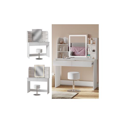 4066731405695 - Schminktisch Charlotte Weiß 106 cm mit LED-Spiegel QI-Ladegerät und Hocker Vicco 4066731405695 - Schminktisch Charlotte Weiß 106 cm mit LED-Spiegel QI-Ladegerät und Hocker Vicco