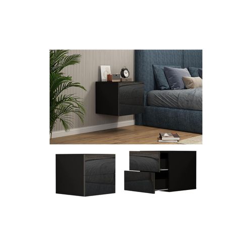 4066731276349 - Livinity Nachtschrank Sofie 496 x 45 cm Schwarz Hochglanz 2 Schubladen 4066731276349 - Livinity Nachtschrank Sofie 496 x 45 cm Schwarz Hochglanz 2 Schubladen