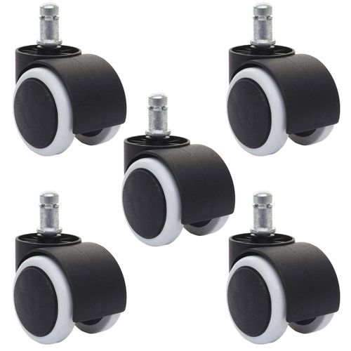 4057651422268 - 5er-Set Hartbodenrollen MCW-H86 Bürostuhl-Rollen Stuhlrollen 150kg belastbar Ø 11mm ~ weiß