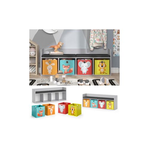 4066731272136 - Sitzbank Kinderzimmerbank Kinderregal Luigi Hellgrau 142x53 cm modern Faltbox Kinderzimmer Regal Aufbewahrungsregal Bücherregal Lesebank Spielzeugaufbewahrung Organizer Regal-Bank-Kombi 4 Fächer 4066731272136 - Sitzbank Kinderzimmerbank Kinderregal Luigi Hellgrau 142x53 cm modern Faltbox Kinderzimmer Regal Aufbewahrungsregal Bücherregal Lesebank Spielzeugaufbewahrung Organizer Regal-Bank-Kombi 4 Fächer