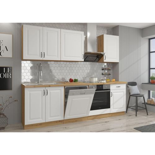 4260304598306 - Küche Stilo Weiß + Eiche Artisan 250 cm Küchenzeile Küchenblock Einbauküche 4260304598306 - Küche Stilo Weiß + Eiche Artisan 250 cm Küchenzeile Küchenblock Einbauküche