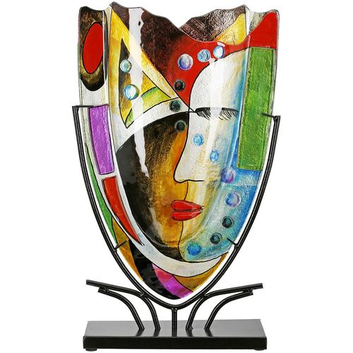 4063387555293 - Bodenvase CASABLANCA BY GILDE Gesichtsvase Veronique H49 cm bunt (mehrfarbig) B29cm H49cm T10cm Glas Vasen 4063387555293 - Bodenvase CASABLANCA BY GILDE Gesichtsvase Veronique H49 cm bunt (mehrfarbig) B29cm H49cm T10cm Glas Vasen