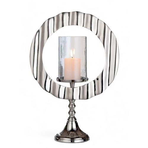 4063387539828 - Windlicht CASABLANCA BY GILDE Kerzenleuchter Circulus silber silber (silberfarben) B32cm H46cm T13cm Ø0cm Aluminium Kerzenhalter 4063387539828 - Windlicht CASABLANCA BY GILDE Kerzenleuchter Circulus silber silber (silberfarben) B32cm H46cm T13cm Ø0cm Aluminium Kerzenhalter