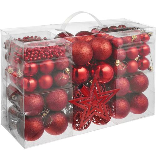 4061173052018 - tectake® Weihnachtskugeln 86-er Set in Rot inklusive Perlenkette und Stern matt glänzend und glitzernd Durchmesser 3 4 und 6 cm 4061173052018 - tectake® Weihnachtskugeln 86-er Set in Rot inklusive Perlenkette und Stern matt glänzend und glitzernd Durchmesser 3 4 und 6 cm