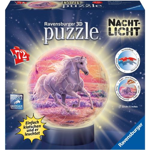 4005556118434 - 2in1 Nachtlicht & Puzzleball® Ø13 cm 72 Teile  Pferde am Strand