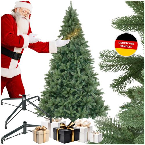 4061173269706 - tectake® Weihnachtsbaum verschiedene Größen künstlich in Grün mit PVC- und Spritzgussnadeln formbar mit viel Volumen pulverbeschichteter Metallständer mit Kunststoffkappen