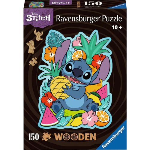 4005555007586 - Ravensburger WOODEN Puzzle 12000758 - Disney Stitch - 150 Teile Kontur-Holzpuzzle mit stabilen individuellen Puzzleteilen und 15 kleinen Holzfiguren = Whimsies für Erwachsene und Kinder ab 10 Jahren