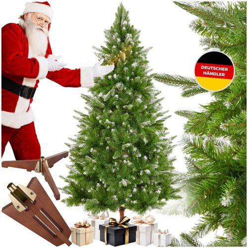 4061173269782 - tectake® Weihnachtsbaum  künstlich in Grün PVC- und Spritzgussnadeln beschneite Spitzen formbar mit viel Volumen klappbarer Baumständer aus Holz 110 x 180 cm