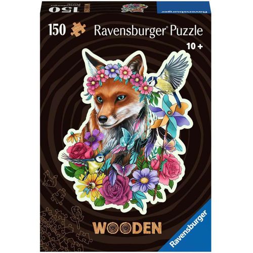 4005556175123 - Ravensburger Puzzle 17512 - Bunter Fuchs - 150 Teile Kontur-Holzpuzzle mit stabilen individuellen Puzzleteilen und 15 kleinen Holzfiguren (Whimsies) für Kinder und Erwachsene ab 10 Jahren