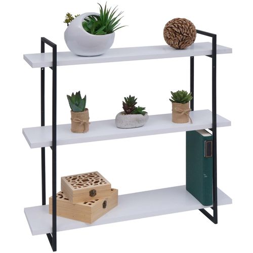 4057651580883 - Wandregal MCW-K78 Hängeregal Schweberegal 3 Regalböden Metall Massiv-Holz Industrial 60x60x18cm ~ weiß Metall schwarz 4057651580883 - Wandregal MCW-K78 Hängeregal Schweberegal 3 Regalböden Metall Massiv-Holz Industrial 60x60x18cm ~ weiß Metall schwarz