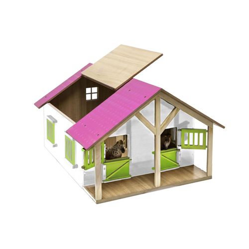 8713219334874 - Van Manen Kids Globe 610168 - Farming Pferdestall Holz 124 - mit 2 Boxen Werkstatt Dach+Türen beweglich Farbe pink pink weiß 8713219334874 - Van Manen Kids Globe 610168 - Farming Pferdestall Holz 124 - mit 2 Boxen Werkstatt Dach+Türen beweglich Farbe pink pink weiß