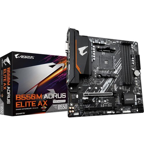 4719331855055 - GIGABYTE AORUS B550M ELITE AX Mainboard - AMD B550 - AMD AM4 socket - DDR4 RAM - Micro-ATX 4719331855055 - GIGABYTE AORUS B550M ELITE AX Mainboard - AMD B550 - AMD AM4 socket - DDR4 RAM - Micro-ATX