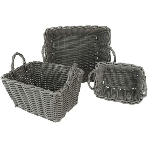 4036812128720 - Kynast Korb Set mit Griff 3er Set 18 20 24 cm eckig Polyrattan Grau wetterfest 4036812128720 - Kynast Korb Set mit Griff 3er Set 18 20 24 cm eckig Polyrattan Grau wetterfest