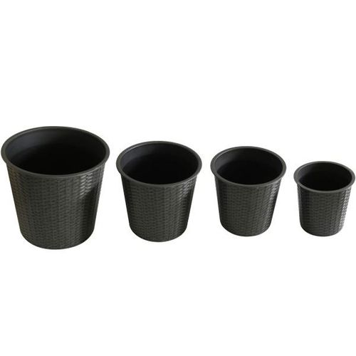 4052304262482 - Kynast Pflanztopf 4er Set rund 24 28 31 38 cm Polyrattan schwarzbraun wetterfest