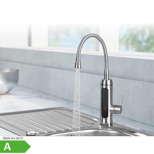 4052926049744 - Warm- & Kaltwasserarmatur Edelstahl 3600W chrom schwarz inkl 2 Aufsätze 4052926049744 - Warm- & Kaltwasserarmatur Edelstahl 3600W chrom schwarz inkl 2 Aufsätze