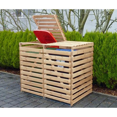 4012379425113 - Mülltonnenbox PROMADINO Vario V Aufbewahrungsboxen Gr B H T 148 cm x 122 cm x 92 cm braun (holzfarben) Garten- Kissenboxen Aufbewahrungsboxen für 2 x 240 l holzfarben 4012379425113 - Mülltonnenbox PROMADINO Vario V Aufbewahrungsboxen Gr B H T 148 cm x 122 cm x 92 cm braun (holzfarben) Garten- Kissenboxen Aufbewahrungsboxen für 2 x 240 l holzfarben