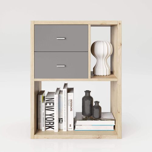 7640136872046 - Fortuna - SET Beistelltisch mit 3 Fächern inkl Schubladeneinsatz Bücherregal Büroregal Raumteiler Fächer in asymmetrischer Aufteilung artisan eiche 7640136872046 - Fortuna - SET Beistelltisch mit 3 Fächern inkl Schubladeneinsatz Bücherregal Büroregal Raumteiler Fächer in asymmetrischer Aufteilung artisan eiche