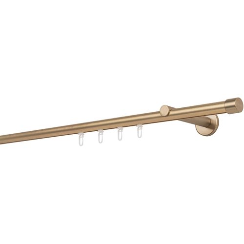 4066866174213 - Gardinenstange auf Maß Innenlauf 20mm Cap 1-lauf Vorhangstange Wandträger 12cm Stilgarnitur Gleiter für Vorhänge - Messing-Matt - 220cm 4066866174213 - Gardinenstange auf Maß Innenlauf 20mm Cap 1-lauf Vorhangstange Wandträger 12cm Stilgarnitur Gleiter für Vorhänge - Messing-Matt - 220cm