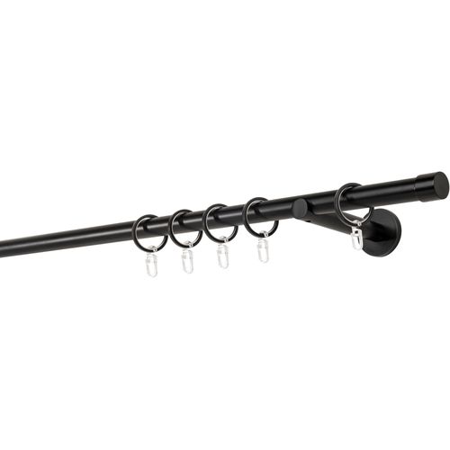 4066866112789 - Ondeco - Gardinenstange auf Maß 20mm Cap 1-lauf Vorhangstange Wandträger 12cm Stilgarnitur mit Ringen für Vorhänge - Schwarz - 170cm 4066866112789 - Ondeco - Gardinenstange auf Maß 20mm Cap 1-lauf Vorhangstange Wandträger 12cm Stilgarnitur mit Ringen für Vorhänge - Schwarz - 170cm