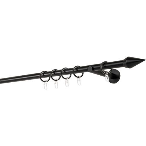 4066866121330 - Ondeco - Gardinenstange auf Maß 20mm Kegel 1-lauf Vorhangstange Wandträger 12cm Stilgarnitur mit Ringen für Vorhänge - Schwarz - 350cm 4066866121330 - Ondeco - Gardinenstange auf Maß 20mm Kegel 1-lauf Vorhangstange Wandträger 12cm Stilgarnitur mit Ringen für Vorhänge - Schwarz - 350cm