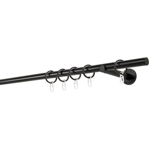4066866119801 - Ondeco - Gardinenstange auf Maß 20mm Match 1-lauf Vorhangstange Wandträger 12cm Stilgarnitur mit Ringen für Vorhänge - Schwarz - 370cm 4066866119801 - Ondeco - Gardinenstange auf Maß 20mm Match 1-lauf Vorhangstange Wandträger 12cm Stilgarnitur mit Ringen für Vorhänge - Schwarz - 370cm