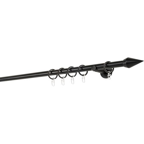 4066866110464 - Gardinenstange auf Maß 20mm Kegel 1-lauf Vorhangstange Wandträger 65cm Stilgarnitur mit Ringen für Vorhänge - Schwarz - 330cm 4066866110464 - Gardinenstange auf Maß 20mm Kegel 1-lauf Vorhangstange Wandträger 65cm Stilgarnitur mit Ringen für Vorhänge - Schwarz - 330cm