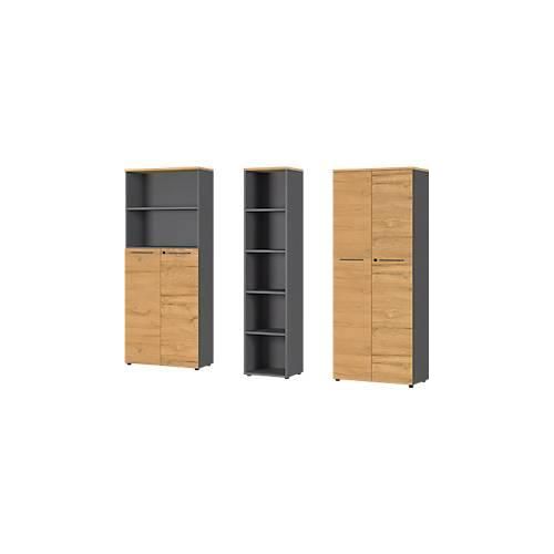 4005949836556 - 3-tlg Büromöbelset Agenda Home 2 Aktenschränke B 800 mm und 1 Aktenregal B 450 mm jeweils T 400 x H 1970 mm graphit Grandson-Eiche 4005949836556 - 3-tlg Büromöbelset Agenda Home 2 Aktenschränke B 800 mm und 1 Aktenregal B 450 mm jeweils T 400 x H 1970 mm graphit Grandson-Eiche