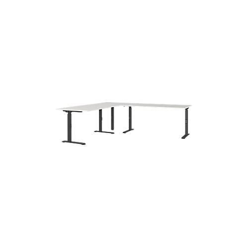 4005949792074 - Eckschreibtisch Agenda mechanisch höhenverstellbar B 2400 x T 2200 x H 680-910 mm Lichtgrau Schwarz 4005949792074 - Eckschreibtisch Agenda mechanisch höhenverstellbar B 2400 x T 2200 x H 680-910 mm Lichtgrau Schwarz
