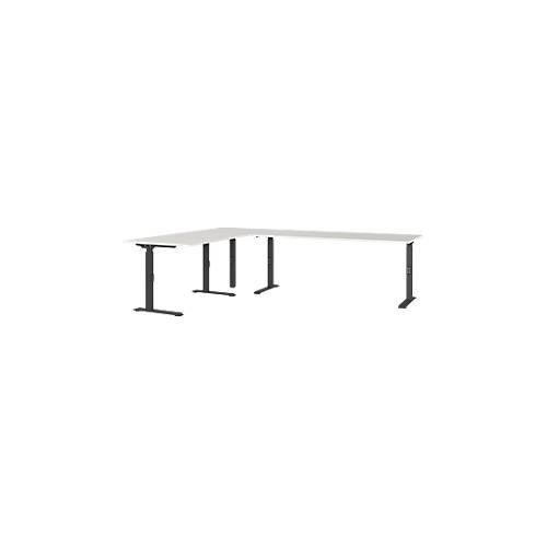 4005949792104 - Eckschreibtisch Agenda mechanisch höhenverstellbar B 2600 x T 2000 x H 680-910 mm Lichtgrau Schwarz 4005949792104 - Eckschreibtisch Agenda mechanisch höhenverstellbar B 2600 x T 2000 x H 680-910 mm Lichtgrau Schwarz