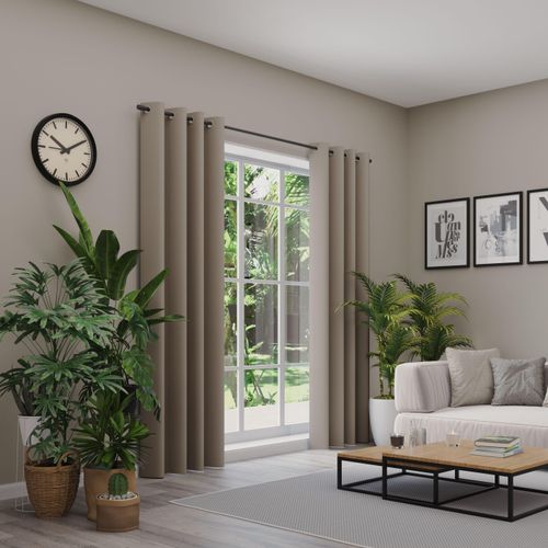 4006470547249 - Vorhang NEUTEX FOR YOU INSULA Nach Maß braun (braungrau) B137cm H205cm Polyester Gardinen Uni-Dimout für starke Verdunklung nach Maß