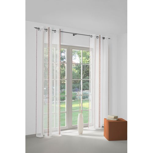 4004567349288 - Gardine WIRTH Chloé weiß (weiß rost) B200cm H125cm Polyester Gardinen Fertigstore mit Ösen (Ø 4 cm) nach Maß