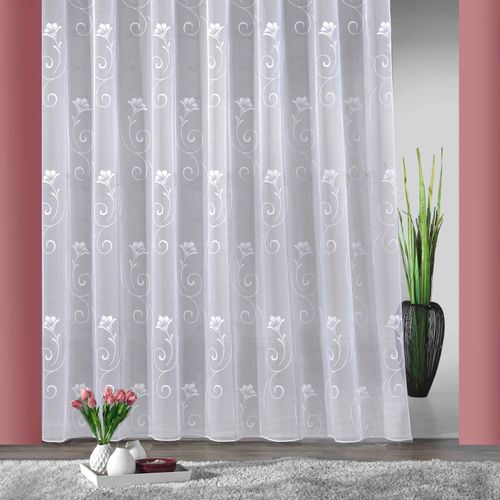 4005385838220 - Gardine WECKBRODT Lilly Gr 1 weiß B300cm H160cm Jacquard Polyester Gardinen Store halbtransparent Jacquard floral geblümt Bleibandabschluss 4005385838220 - Gardine WECKBRODT Lilly Gr 1 weiß B300cm H160cm Jacquard Polyester Gardinen Store halbtransparent Jacquard floral geblümt Bleibandabschluss