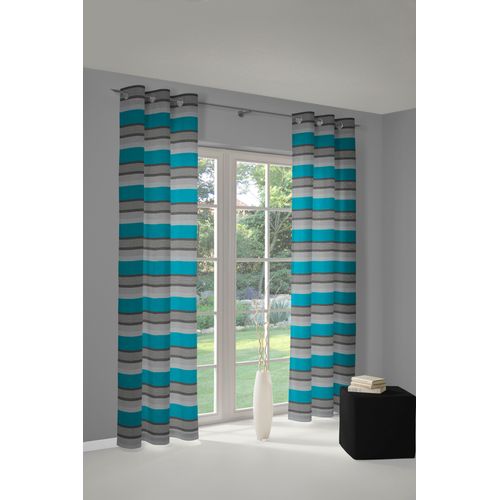 4004567064556 - Vorhang WIRTH Menorca Gr 1 blau (türkis) B135cm H145cm Polyester Baumwolle Gardinen