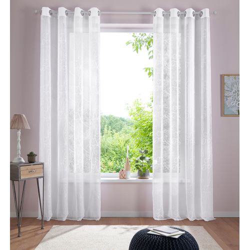 6930325744911 - Gardine HOME AFFAIRE Adele Gr 3 weiß B130cm H225cm Voile Polyester Gardinen transparent mit floraler Stickerei Voile 6930325744911 - Gardine HOME AFFAIRE Adele Gr 3 weiß B130cm H225cm Voile Polyester Gardinen transparent mit floraler Stickerei Voile