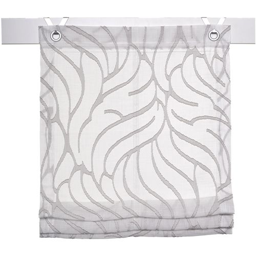 4016478004071 - Raffrollo KUTTI Skyline Gr 4 grau (weiß grau) B100cm H130cm Obermaterial 100% Polyester Raffrollos halbtransparent Polyester Hakenaufhängung