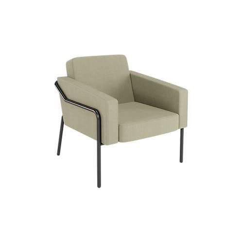 3660141964448 - Sessel meet® by Paperflow MEDSO Klassik L gepolstert Sitzfläche austauschbar B 750 x T 743 x H 736 mm Stoff und Stahl grün mattschwarz