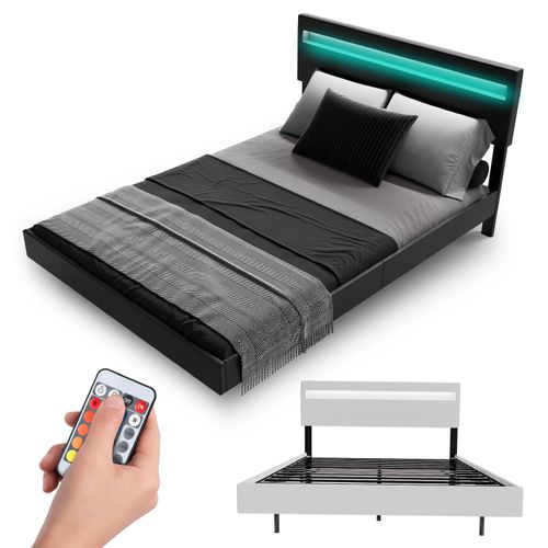 4262437184548 - Schwebebett Lissabon 140 x 200 cm - Schwebendes Design Integrierte LED-Beleuchtung - schwarz 4262437184548 - Schwebebett Lissabon 140 x 200 cm - Schwebendes Design Integrierte LED-Beleuchtung - schwarz