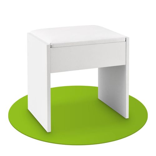 4260565524946 - Schminktisch Hocker Melly – Sitzhocker aus Holz mit gepolstertem Kissen & Bezug aus Kunstleder – moderner Polsterhocker 40 x 30 x 43 cm in Weiß 4260565524946 - Schminktisch Hocker Melly – Sitzhocker aus Holz mit gepolstertem Kissen & Bezug aus Kunstleder – moderner Polsterhocker 40 x 30 x 43 cm in Weiß