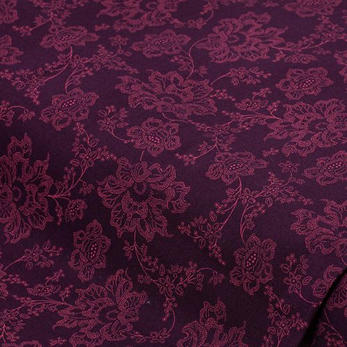 4058896253747 - Baumwoll-Trachtenstoff Blumenranken aubergine rosa