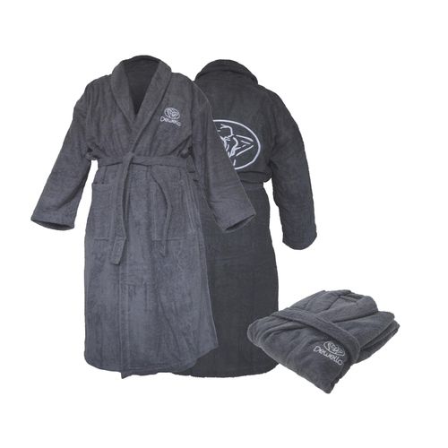 4251575101685 - Dewello® Bademantel ohne Kapuze aus Baumwolle für Sauna und nach dem Sport Frottee Unisex Grau Verschiedene Größen (S-XXL) FarbeGrau 4251575101685 - Dewello® Bademantel ohne Kapuze aus Baumwolle für Sauna und nach dem Sport Frottee Unisex Grau Verschiedene Größen (S-XXL) FarbeGrau