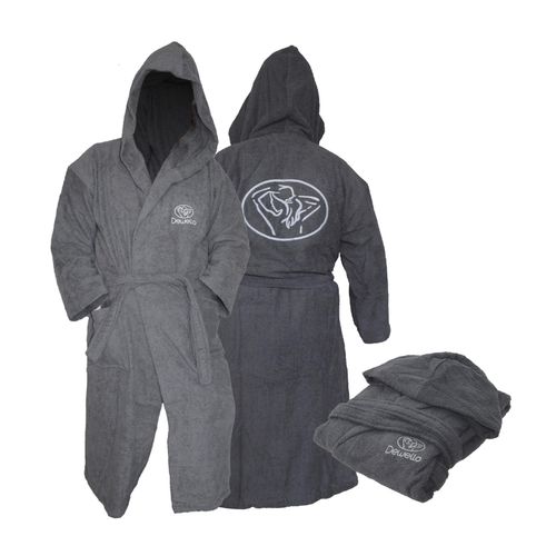 4251575101562 - Dewello® Bademantel mit Kapuze Baumwolle für Sauna und nach dem Sport Frottee Unisex Grau Verschiedene Größen (S-XXL) FarbeGrau 4251575101562 - Dewello® Bademantel mit Kapuze Baumwolle für Sauna und nach dem Sport Frottee Unisex Grau Verschiedene Größen (S-XXL) FarbeGrau