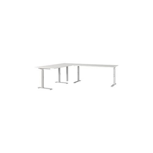 4005949792098 - Eckschreibtisch Agenda mechanisch höhenverstellbar B 2400 x T 2200 x H 680-910 mm Lichtgrau Silber 4005949792098 - Eckschreibtisch Agenda mechanisch höhenverstellbar B 2400 x T 2200 x H 680-910 mm Lichtgrau Silber