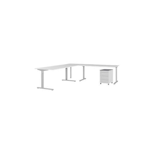 4005949835351 - 4-tlg Büromöbelset Profi 20 Schreibtisch-Winkelkombination inkl Rollcontainer mit 4 Schubladen silber graphit lichtgrau 4005949835351 - 4-tlg Büromöbelset Profi 20 Schreibtisch-Winkelkombination inkl Rollcontainer mit 4 Schubladen silber graphit lichtgrau
