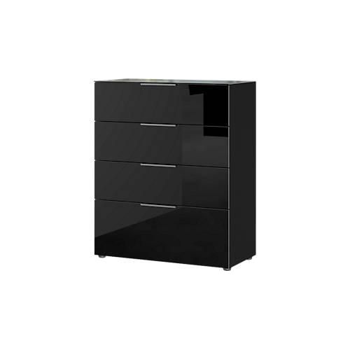 4005949369535 - Kommode Genua mit 4 Schubladen Glasfront- und auflage B 830 x T 420 x H 1020 mm schwarz 4005949369535 - Kommode Genua mit 4 Schubladen Glasfront- und auflage B 830 x T 420 x H 1020 mm schwarz