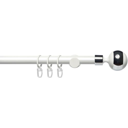 4016318373787 - Gardinenstange Fertigstilgarnitur 20 mm Power Kugel mit Ring Liedeco Ø 20 mm 1-läufig Fixmaß verschraubt Eisen Gardinenstange Komplett weiß
