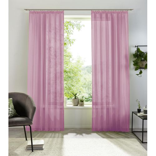 6941446630700 - Gardine MY HOME XANA Gardinen Gr 225 cm Kräuselband 145 cm lila (mauve) Kräuselband Gardine 1 Schal Voile einfarbig pflegeleicht